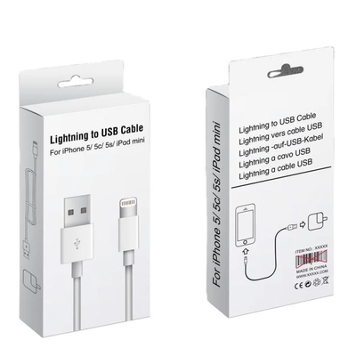 Op maat gemaakte papieren doos Spot UV USB kabel oplader Data kabel verpakkingsdoos Design