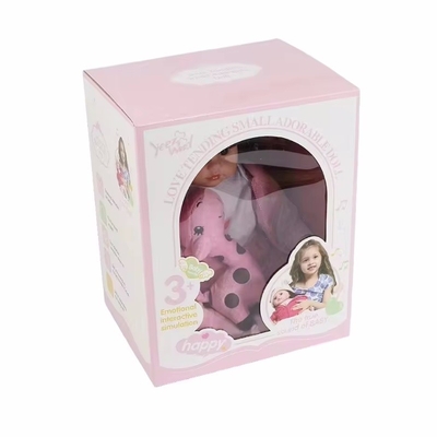 Op maat gemaakt logo Klappend Roze Kartonnen Doos Kinderen Kinderen Poppen Speelgoed Verpakking Geschenkdoos