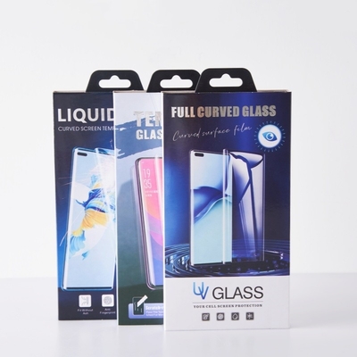Volledig gebogen mobiele telefoon gehard glas schermbeschermingsdoos Verpakking met aangepast logo