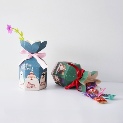 Groothandel vouwbare snoepcake Kerstcadeau papierdoos Verpakking met lint