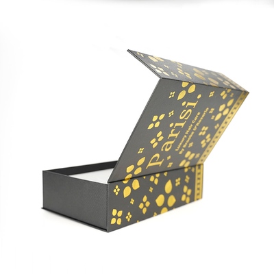 Op maat gemaakte magnetische doos verpakking Goud warm stempelen folie papier pakket voor grote cadeaubon met deksel