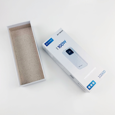 Gepersonaliseerde verpakkingsdoos Glanzend gelamineerd Grijs bord Elektronica Power Bank Papier Karton Verpakking Deksel en basis Geschenkdozen
