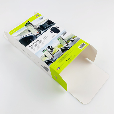 Op maat gemaakte opvouwbare papieren doos met haakjes mobiele telefoonstand cadeaubon telefoon accessoires doos voor auto telefoon houder verpakking