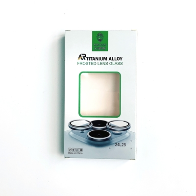 Aangepaste verpakking van geharde film voor mobiele telefoonlens met pvc-vensters voor iPhone camera lens schermbeschermer papieren doos