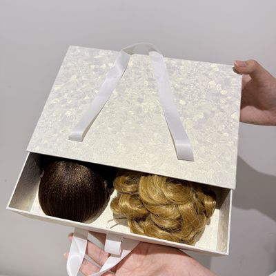 Custom Luxury 3D Textured Rigid Drawer Sliding Gift Box Human Hair Extension Wigs Papierdozen Verpakking
